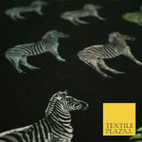 Black Wild Zebra Lime Aqua Animal Brushed Cotton Winceyette Fabric Flannel 5526