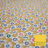 Mustard Floral Daisy Pin Dot Printed 100% Cotton Poplin Dress Fabric 59" 5534