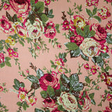 Navy Peach Floral Blooming Roses Printed 100% Cotton Poplin Dress Fabric 59"