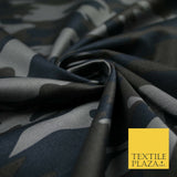 Navy Blue Grey Brown Camouflage Cotton Drill Fabric Army Military Camo 59" 5549