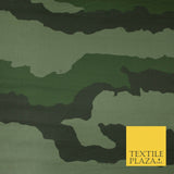 Green Oversized Wave Camouflage Cotton Fine Canvas Fabric Army Military Camo 59"