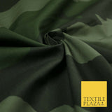 Green Oversized Wave Camouflage Cotton Fine Canvas Fabric Army Military Camo 59"