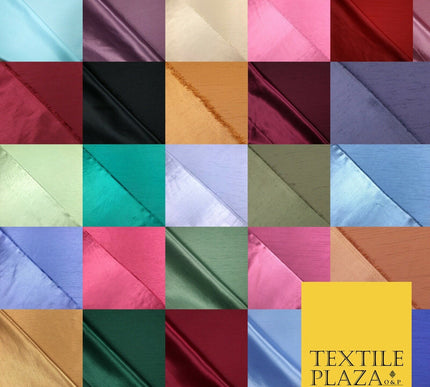 Luxury Plain Satin Backed Faux Raw Silk Dupion Shantung Fabric Material Dyed 44"
