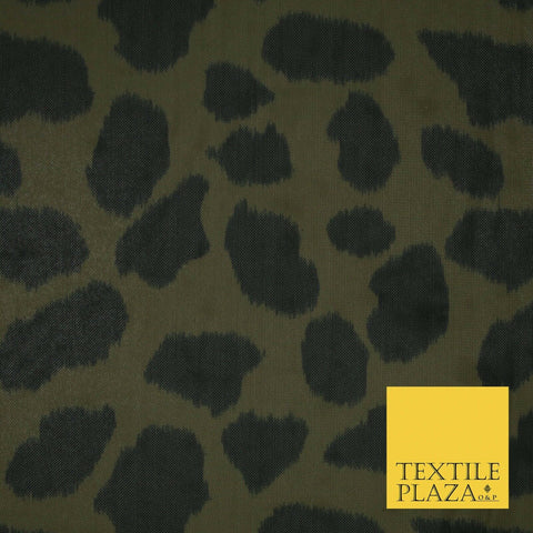 Brown Khaki Animal Leopard Cheetah Printed Power Mesh Net Stretch Fabric 5579