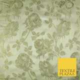 Light Gold Ornate Metallic Floral Satin Brocade Dress Fabric Fancy 58" 6001
