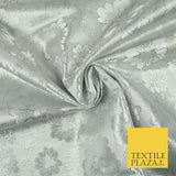 Silver Ornate Floral Scroll Satin Metallic Brocade Dress Fabric Fancy 58" 6003