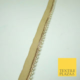 Small Shiny Gold Cream Pearl Beaded Trim Ribbon Border Lace Ethnic (X427)