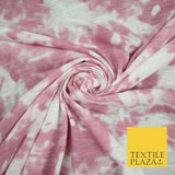 Mono Pink Psychedelic Wacky Tie Dye Abstract Soft Printed Stretch Jersey Fabric