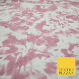 Mono Pink Psychedelic Wacky Tie Dye Abstract Soft Printed Stretch Jersey Fabric