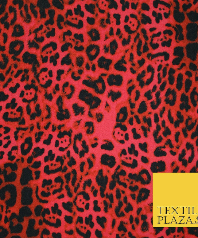 Red Black Leopard Cheetah Animal Print Crepe Jersey Fabric Stretch 56" Wide 6361