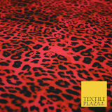 Red Black Leopard Cheetah Animal Print Crepe Jersey Fabric Stretch 56" Wide 6361