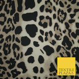 Beige / Black Animal Leopard Cheetah Stretch Jersey Fabric Dress 58" Wide 6362