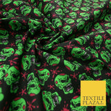 Laughing Funny Dead Scary Skulls HALLOWEEN Printed Polycotton Fabric 45" Wide