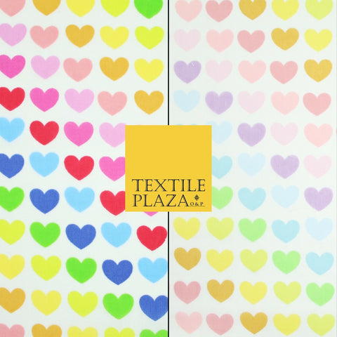 Rainbow Hearts Love Valentine Pride Printed Poly Cotton Fabric Polycotton 45"