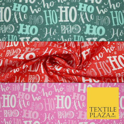 Festive Christmas Ho Ho Ho Printed Poly Cotton Fabric Polycotton 45"