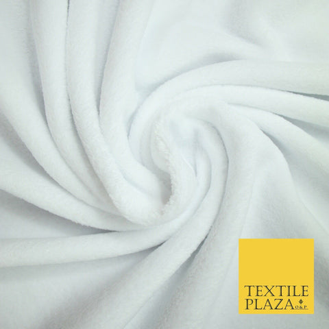 WHITE Super Soft Plain Cuddle Fleece Double Sided Fabric Christmas - 58" 6394