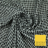 Black / White Creased Crushed Gingham Georgette Crinkle Fabric Craft Dress 6388
