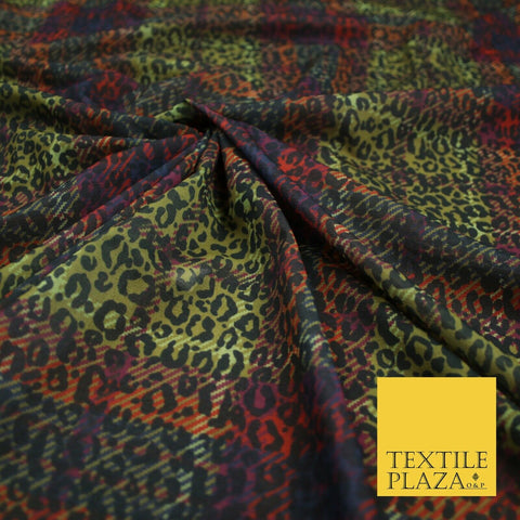 Colourful Plaid Tartan Leopard Animal Stretch Sheer Georgette Dress Fabric 6479