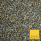 White Mustard Animal Leopard Printed Pleated Plisse Georgette Dress Fabric 6483