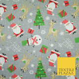 Festive Snowman Reindeer Christmas Printed Poly Cotton Fabric Polycotton 45"