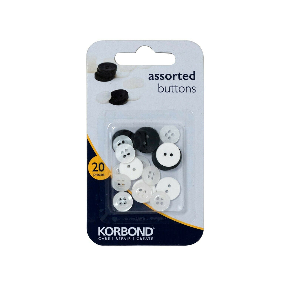 KORBOND 20 Pieces Assorted Size Buttons Sewing Craft Dressmaking 110165