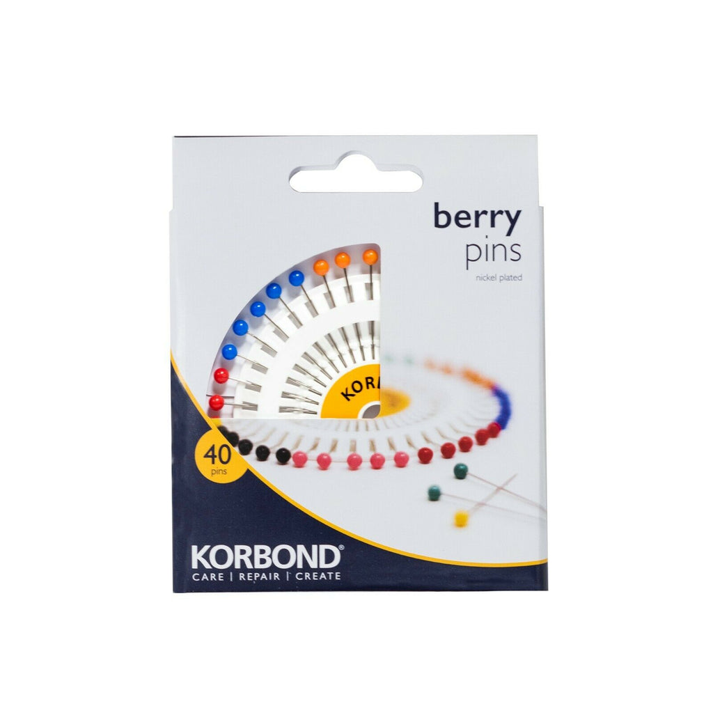 KORBOND 40 Pack Berry Pins Nickel Plated Multicoloured Scarf Dress Craft 110170
