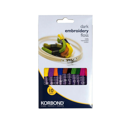 KORBOND Dark Embroidery Floss - 10 Skeins 100% Mercerised Cotton Crafting 160952