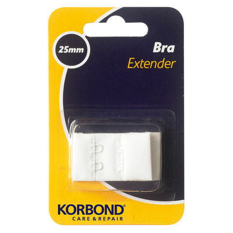 KORBOND Double Hook Bra Extender Extension 25mm WHITE - Machine Washable 110100
