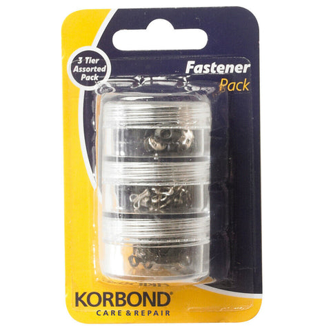 KORBOND 40 Pieces Fasteners Pack SILVER Snap Hooks Eyes Bars Assorted 110224