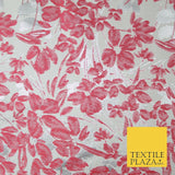 Ivory Floral Artsy Flower Petals Textured Fancy Brocade Jacquard Dress Fabric