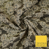 Floral Carnation Clusters Antique Gold Textured Brocade Jacquard Dress Fabric