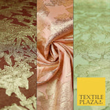 Green Brown Peach Luxury Textured Gold Floral Rose Brocade Dress Fabric Metallic
