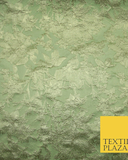 Green Brown Peach Luxury Textured Gold Floral Rose Brocade Dress Fabric Metallic