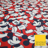 Red Happy Mickey Mouse Disney Character Licensed Printed 100% Cotton Fabric 7080