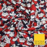 Red Happy Mickey Mouse Disney Character Licensed Printed 100% Cotton Fabric 7080