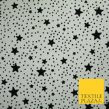 Black Galaxy Stars & Dots Flocked Power Mesh Net Stretch Dress Fabric 58" 7068