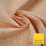 Peach Ornate Floral Leaf Jacquard Dress Fabric - 40" Wide - Sold By The Metre