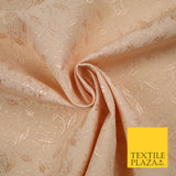 Peach Ornate Floral Leaf Jacquard Dress Fabric - 40" Wide - Sold By The Metre
