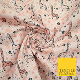 Light Pink Cheeky Giraffes Printed Brushed Polycotton Winceyette Fabric 7180