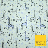 Lilac Blue Cheeky Giraffes Printed Brushed Polycotton Winceyette Fabric 7179
