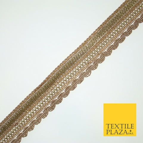 Gold Glitter Sequin Cording ZigZag Trimming Border Ribbon Ethnic Trim Lace X579