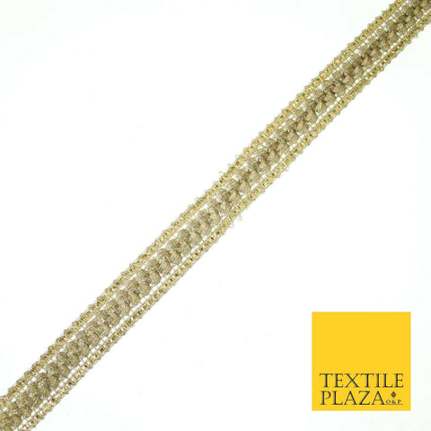 English Gold Slim Shiny Glitter Woven Trim Border Ribbon Lace 1.5cm Wide X572
