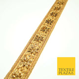Gold Floral Diamonte Encrusted Fancy Trim Border Ribbon Gota Lace 3cm Wide X559