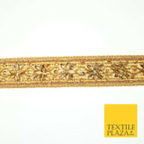 Gold Floral Diamonte Encrusted Fancy Trim Border Ribbon Gota Lace 3cm Wide X559