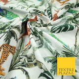 Jungle Animals Palm Trees Peacocks Cheetahs Giraffes 100% Cotton Fabric 7365