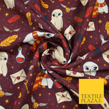 Harry Potter Theme Hedwig Quill Snitch Gryffindor 100% Cotton Print Fabric 7352