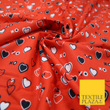Red Valentine Love Hearts XO Hugs & Kisses Printed 100% Cotton Fabric 7357