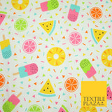 Colourful Summer Party Fruity Ice Lolly Confetti Printed 100% Cotton Fabric 7351