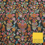 Luxury Black Multicolour Intense Floral Brocade Jacquard Dress Fabric 59" 7486