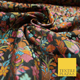 Luxury Black Multicolour Intense Floral Brocade Jacquard Dress Fabric 59" 7486